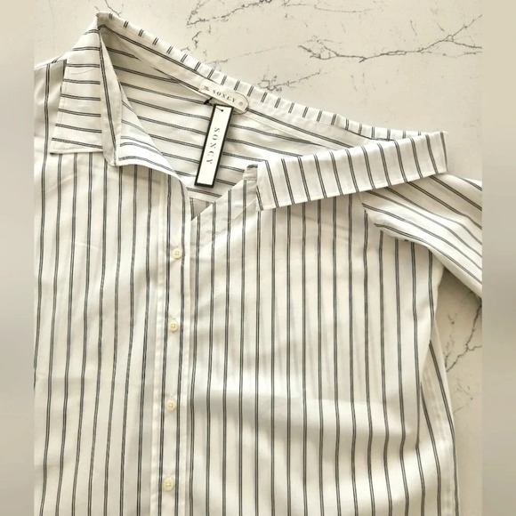 NWT || SONCY || drop shoulder blouse, striped, button down, shirt, top, size 14 - Picture 2 of 7